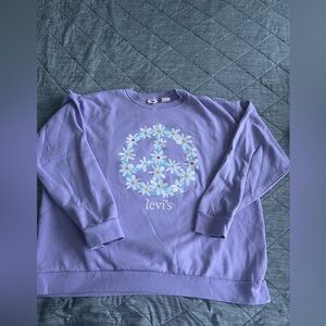 Levi’s Ladies Purple Floral Peace Crewneck Sweater